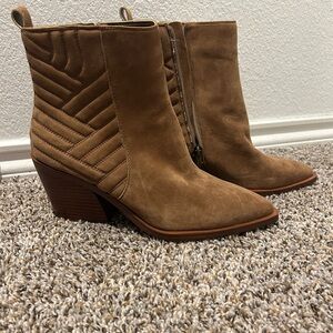 Vince Camuto Camel Suede Ankle Boots Women’s size 10